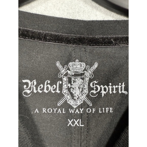 Rebel Spirit XXL Black Graphic T Shirt Royalty Rhinestone Streetwear Graphics - Picture 7 of 16